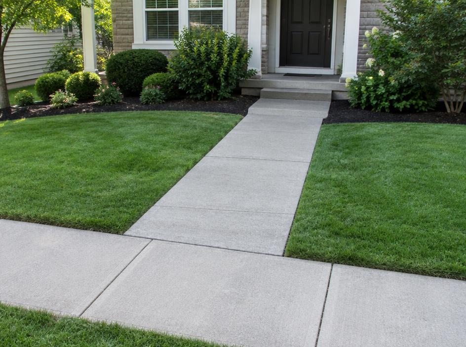 Clean residential sidewalk and front walkway